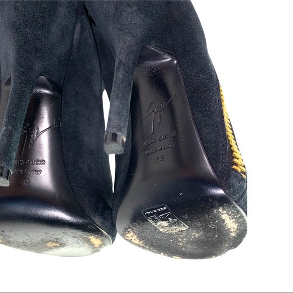 Giuseppe Zanotti Alien Boots Booties Black Suede Open Toe Cut Out - Picture 12 of 13